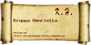 Kruppa Henrietta névjegykártya